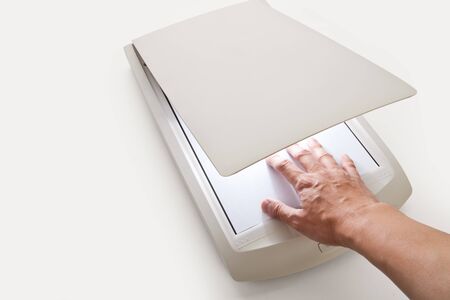 Scanner close up shot, business conceptの写真素材