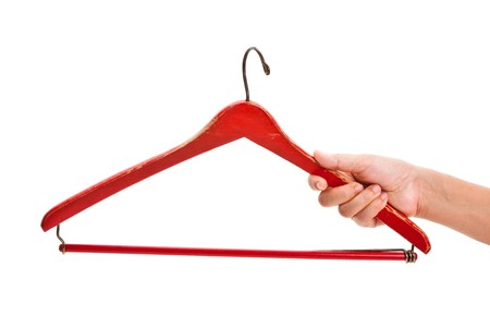 Red Wood Hanger with white backgroundの写真素材