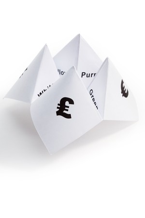 Paper Fortune Teller,concept of business decisionの写真素材