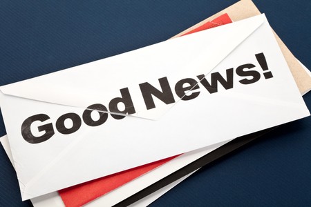 Good News and envelope, concept of successの写真素材