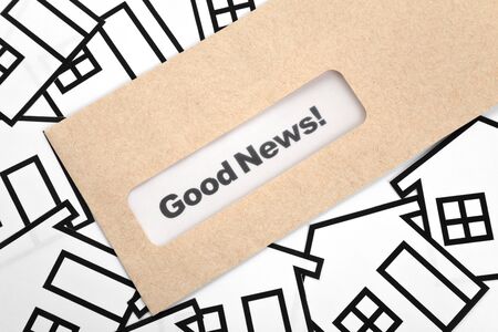 Good News and Home Sign, concept of Successの写真素材