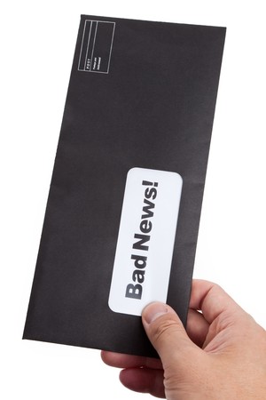 Bad News and envelope, concept of failureの写真素材