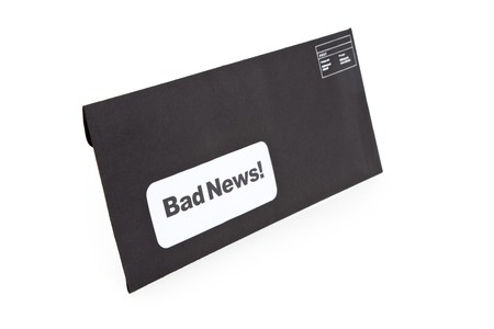 Bad News and envelope, concept of failureの写真素材