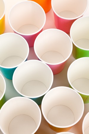 Colorful Paper Disposable Cup Close upの写真素材