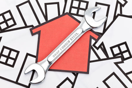 Stainless Steel Wrench, Concept of Home Repairingの写真素材