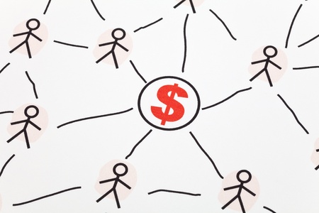 People Sketching Network and dollar sign, concept of business relationの写真素材