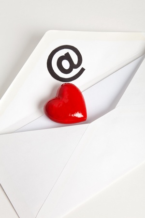Red Heart Shape and E-Mail, concept of love mailの写真素材
