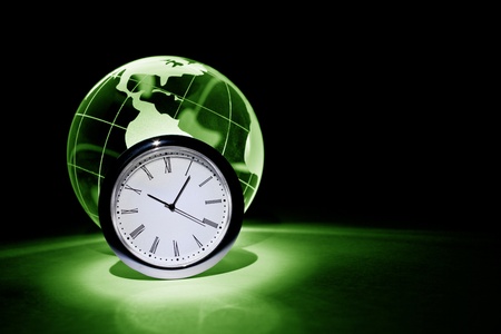 Globe and clock for backgroundの写真素材