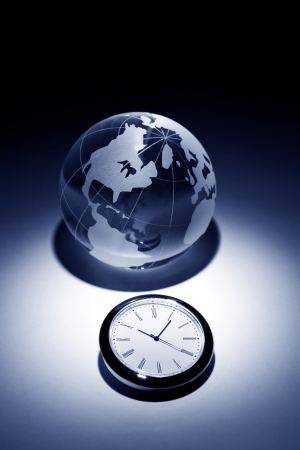 Globe and clock for backgroundの写真素材