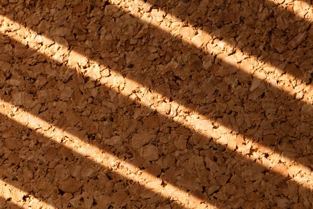 Corkboard with shutter shadow for backgroundの写真素材