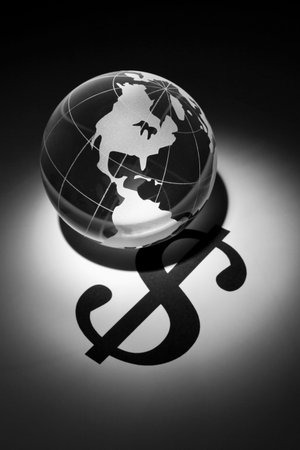 Globe and Dollar Sign, concept of Global Businessの写真素材
