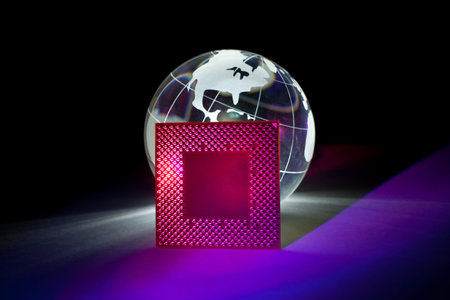 Globe and CPU chip for background