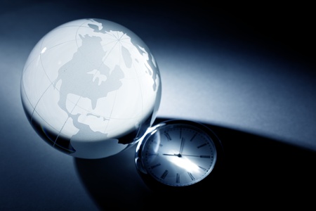 Globe and clock for backgroundの写真素材