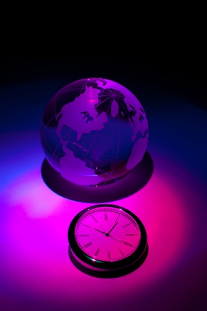 Globe and clock for backgroundの写真素材