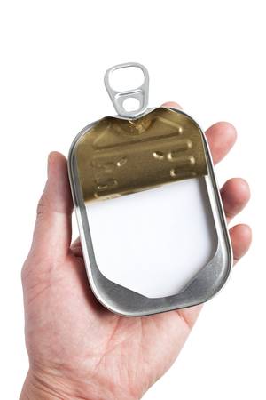 Can with white blank copy spaceの写真素材