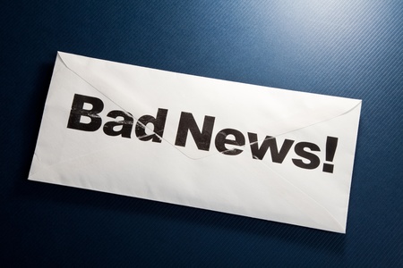 Bad News and envelope, concept of failureの写真素材