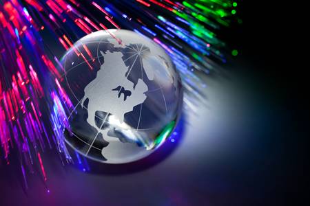 Globe and Fiber Optic for backgroundの写真素材