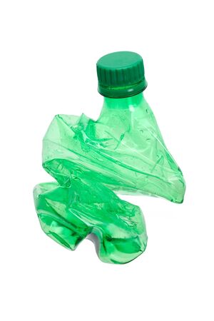 Crushed green Water Bottle close upの写真素材
