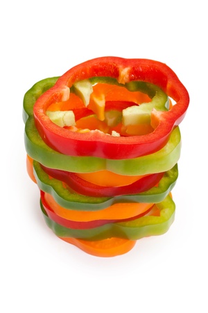 Slice Bell Pepper with white backgroundの写真素材