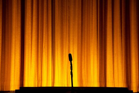 Yellow Stage Curtain for backgroundの写真素材