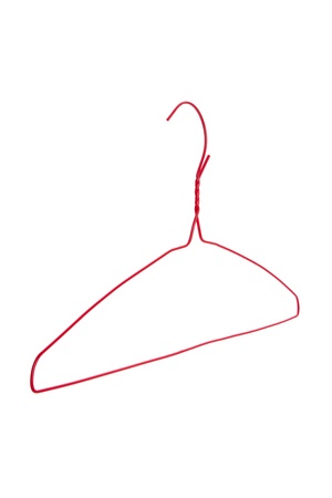 Red Clothes Hanger with white backgroundの写真素材
