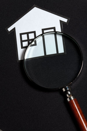 House Sign and magnifying glassの写真素材