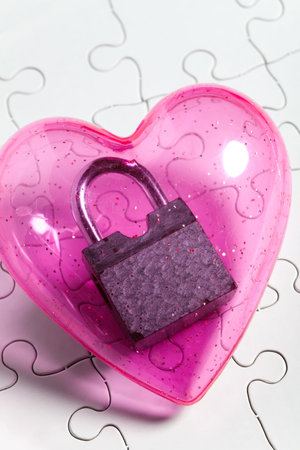 Pink heart and lock, love concept 