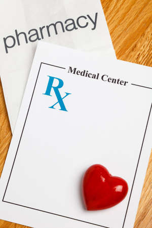 red heart and Prescription, concept for Healthcare And Medicineの写真素材