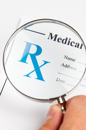 magnifying glass and Prescription, concept for Healthcare And Medicineの写真素材