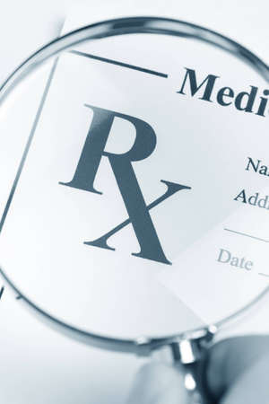 magnifying glass and Prescription, concept for Healthcare And Medicineの写真素材