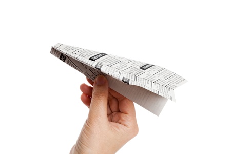 Fake Newspaper Airplane, Classified Ad, business concept の写真素材