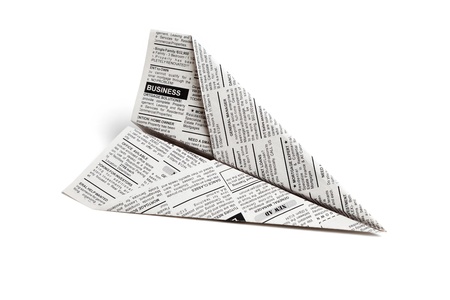 Fake Newspaper Airplane, Classified Ad, business concept.の写真素材