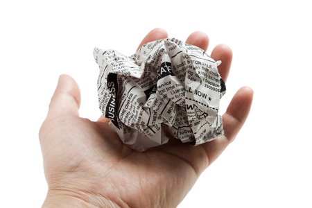 Newspaper ball, business concept.の写真素材
