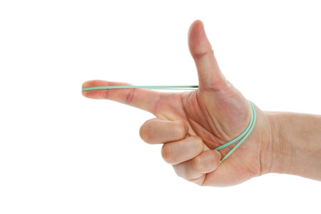 Rubber Band shooting with white backgroundの写真素材