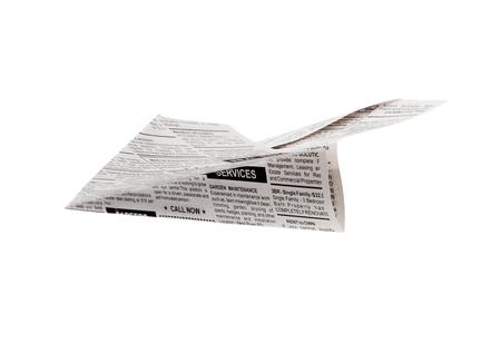 Fake Newspaper Airplane, Classified Ad, business concept の写真素材