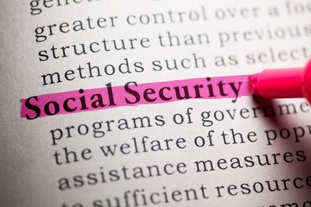 Fake Dictionary, definition of the word social security の写真素材