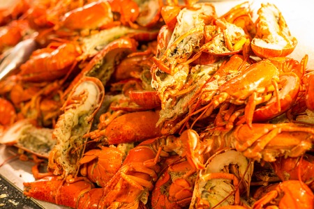 cooked lobster, seafood mealの写真素材