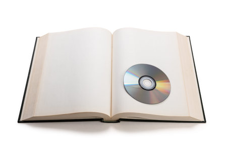 open book and compact discの写真素材
