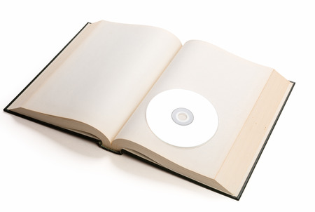 open book and compact disk,  concept of digital information.の写真素材