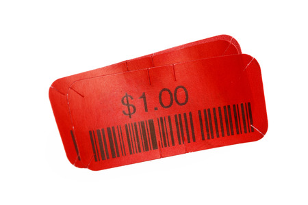 a red price tag close up shotの写真素材