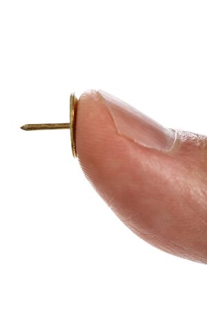 Thumb Tack / Push Pin with a white backgroundの写真素材