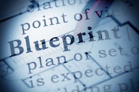Fake Dictionary, Dictionary definition of the word blueprint. including key descriptive words.の写真素材