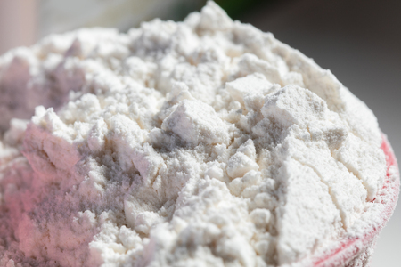 white wheat flour, food ingredient close up.の写真素材