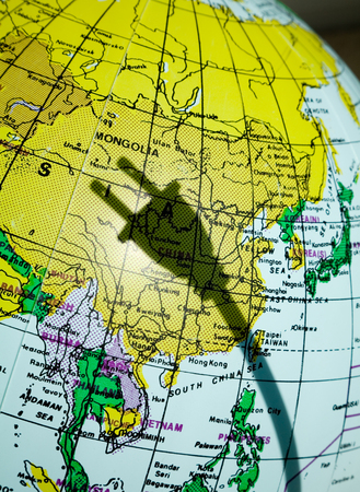 map and the shadow of Electric Plug, concept of Power Supply shortageのeditorial素材