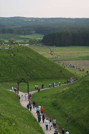 view from Kernave mound in Midsummer Day,  Lithuania のeditorial素材