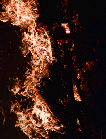 close up of fire of wood material