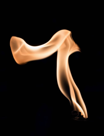 Fire flames abstract on black backgroundの写真素材