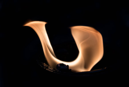 Fire flames abstract on black backgroundの写真素材