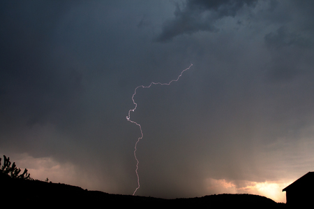 Lightning, Weather and Storms in night skiesの写真素材