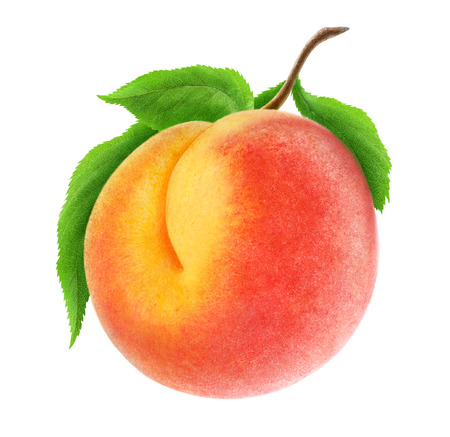 Fresh peach isolated on whiteの写真素材